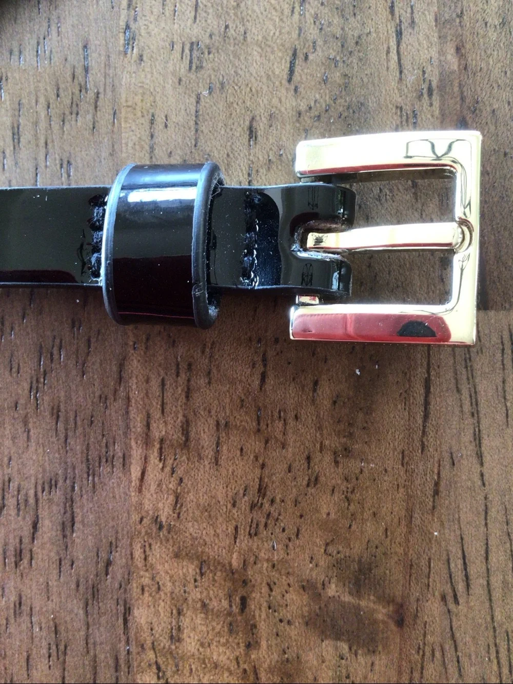 Tommy Hilfiger Patent Black Slim Women's Belt  Silver Buckle Sz 10 36.75 inches